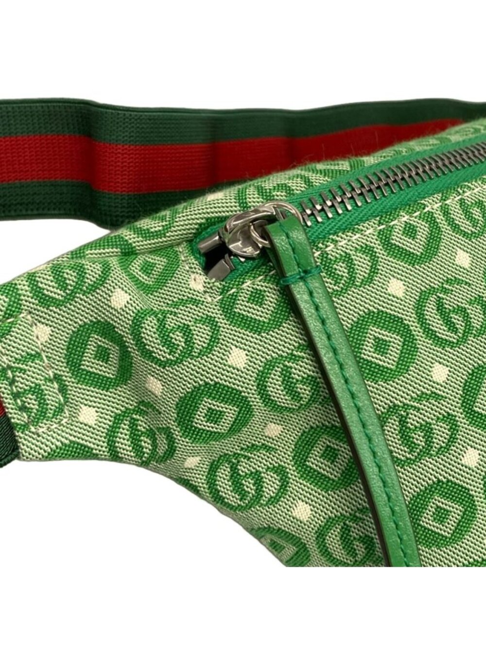 Gucci Waist Pouch Interlocking Children's Green White Leather - Picture 12 of 15